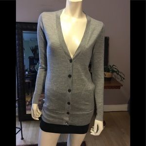 J Crew Grey fine Merino wool cardigan Small